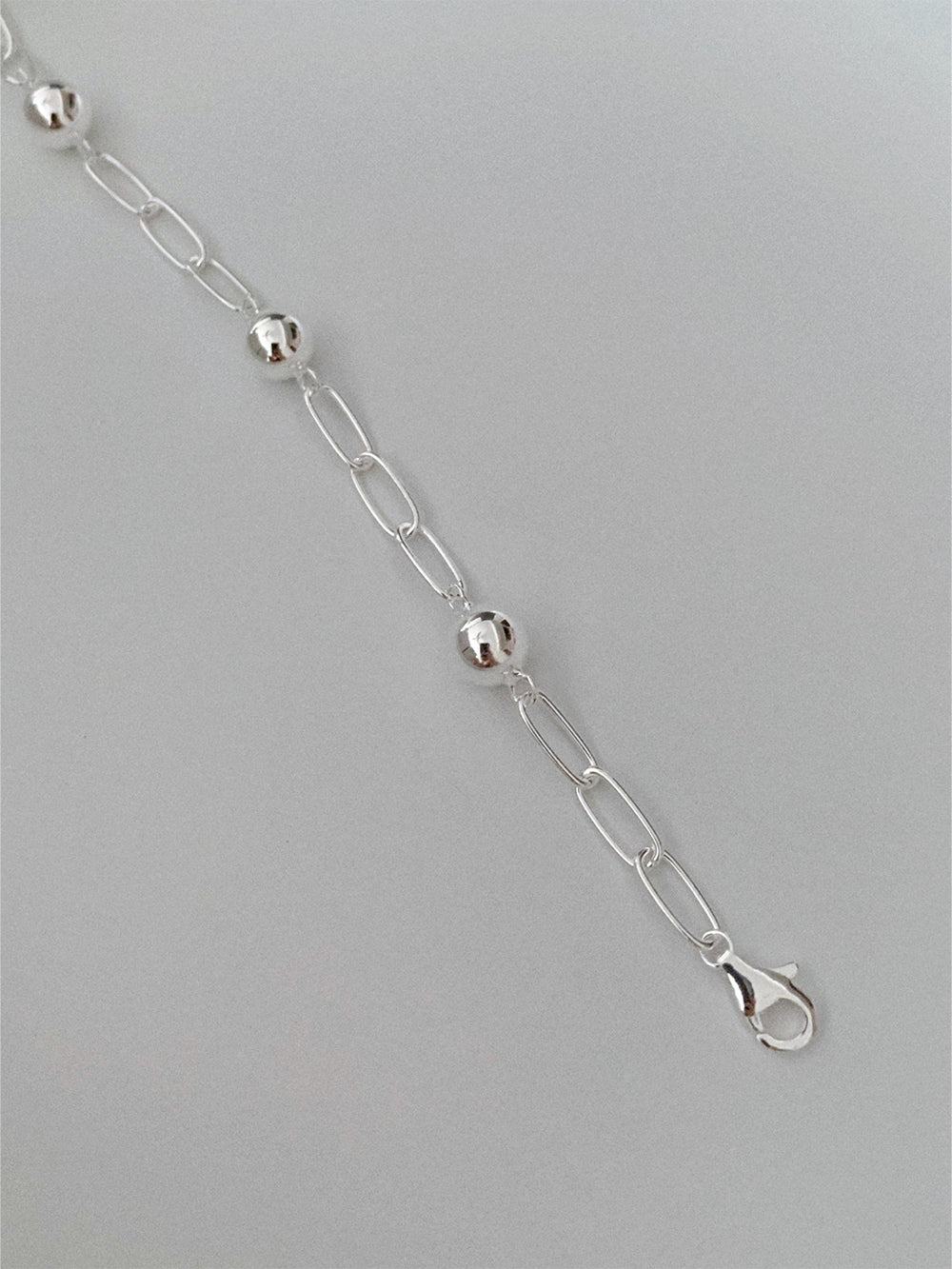 Simple Ball Link Chain Bracelet in Silver - 7.5