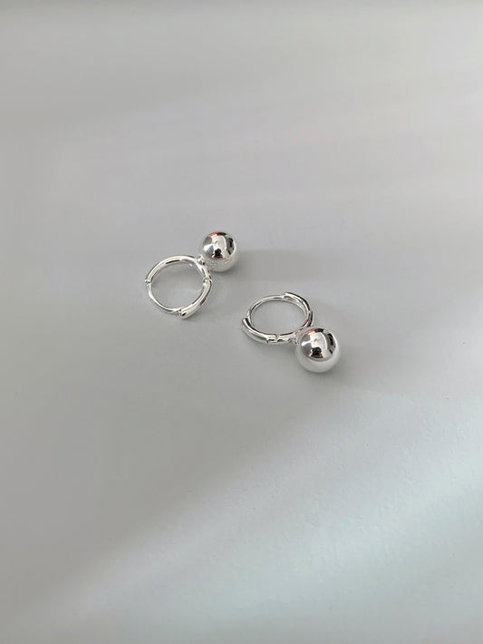 925 Silver Round Ball Hoop Earrings