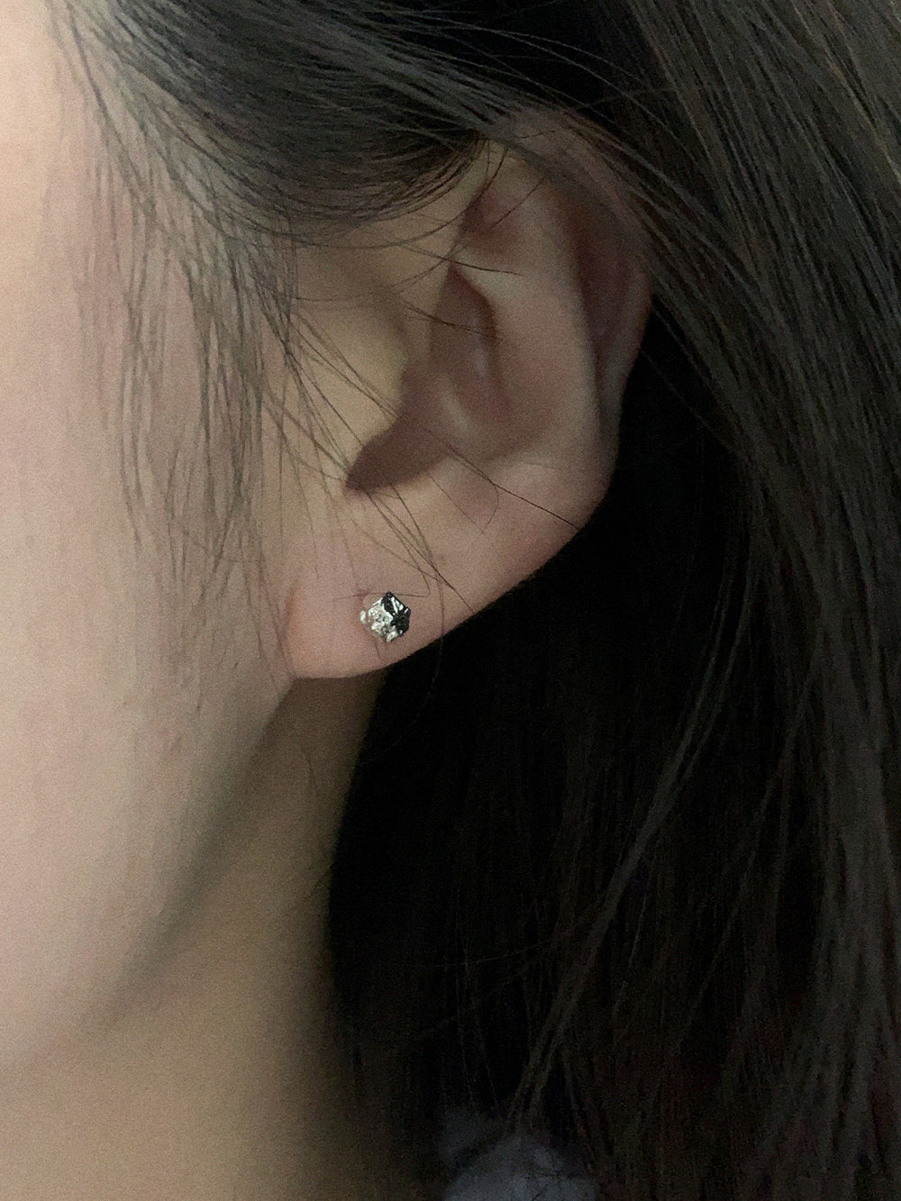 925 Silver Irregular Ore Stud Earrings