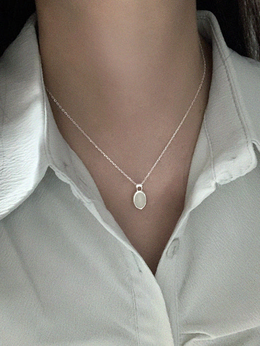 925 Silver Oval Crystal Necklace