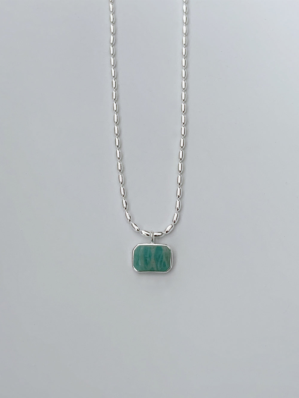 925 Silver Cubic Amazonite Necklace