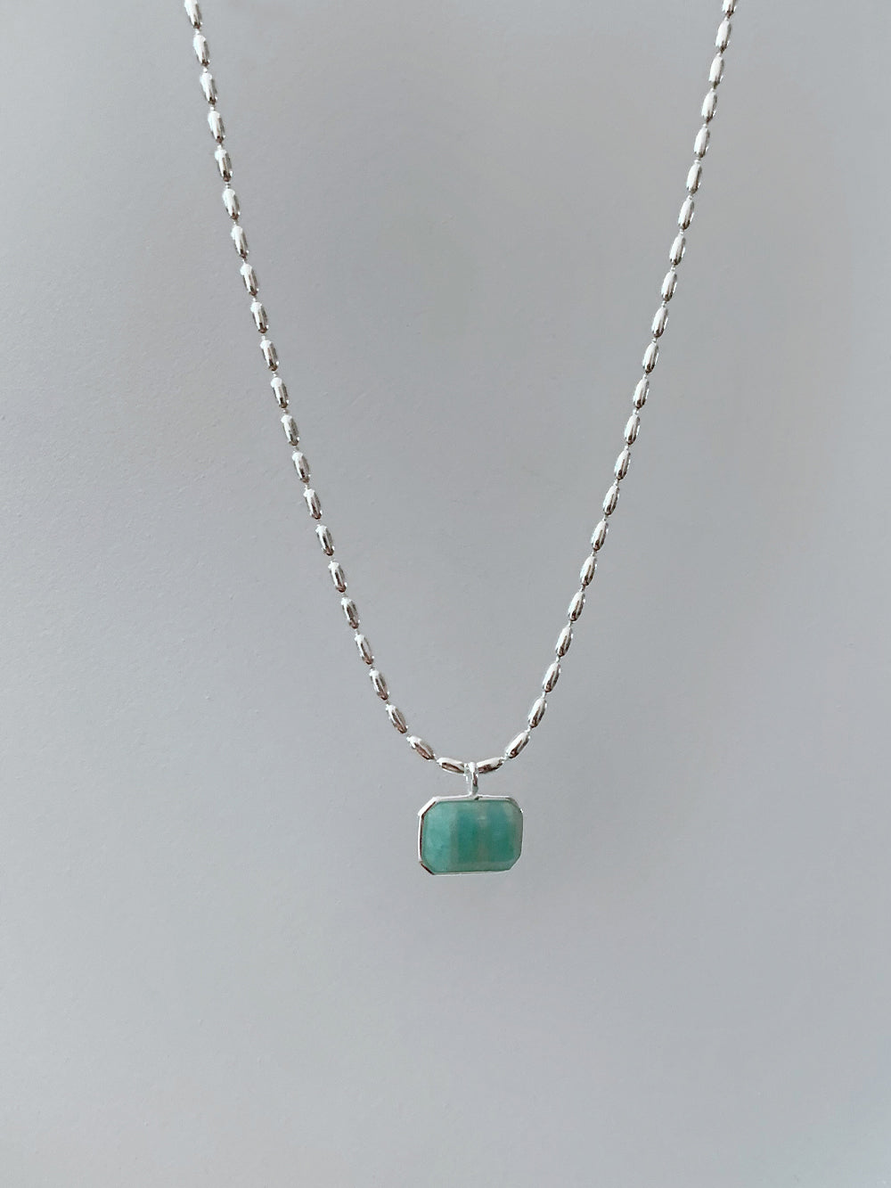 925 Silver Cubic Amazonite Necklace