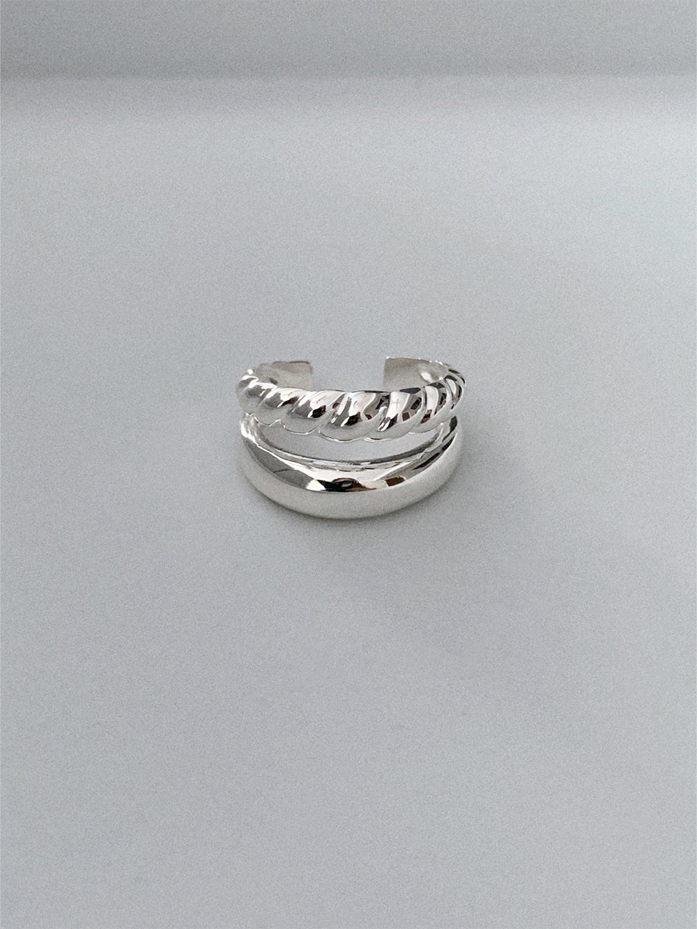 925 Silver Duo Twist & Dome Open Ring