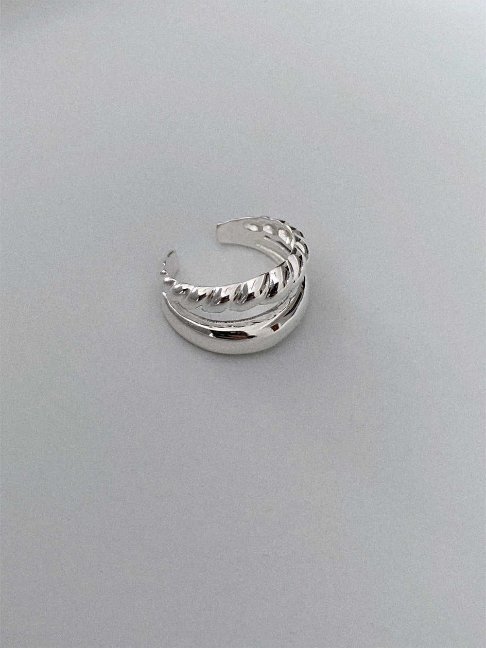 925 Silver Duo Twist & Dome Open Ring