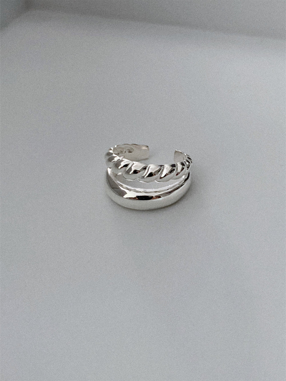 925 Silver Duo Twist & Dome Open Ring