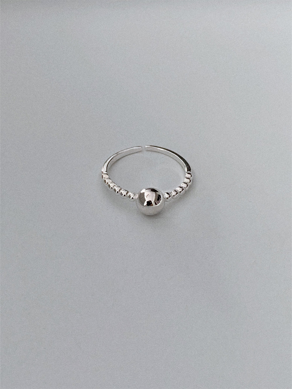 925 Silver Ball Beaded Open Ring